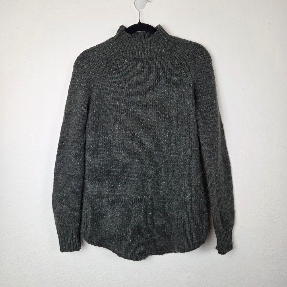 Cynthia Rowley Womens  Wool Blend Flecked Mock Neck‎ Button Back Sweater Size M